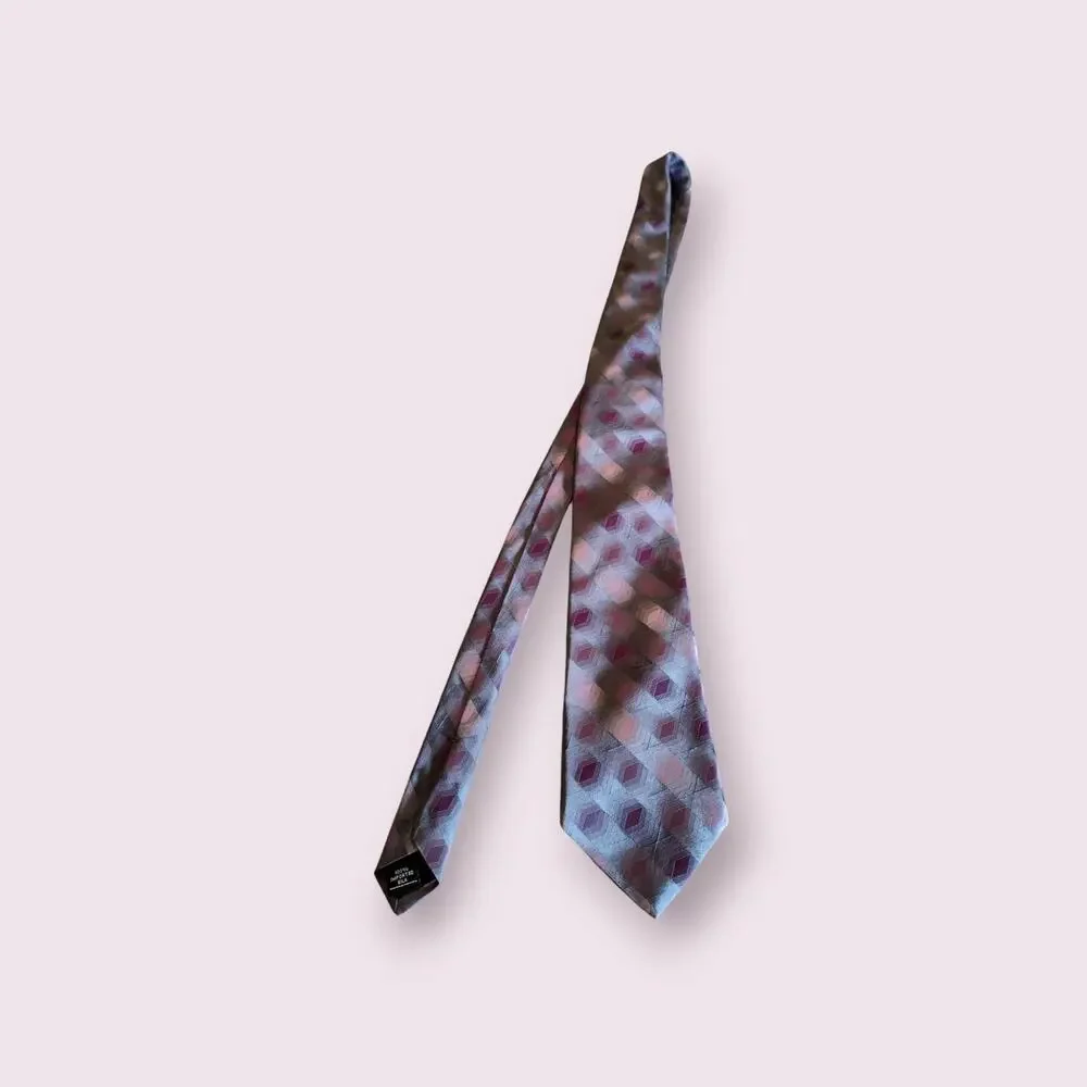 ZYLOS George Machado 100% Imported Silk Tie Purple/‎ Grey Patterned